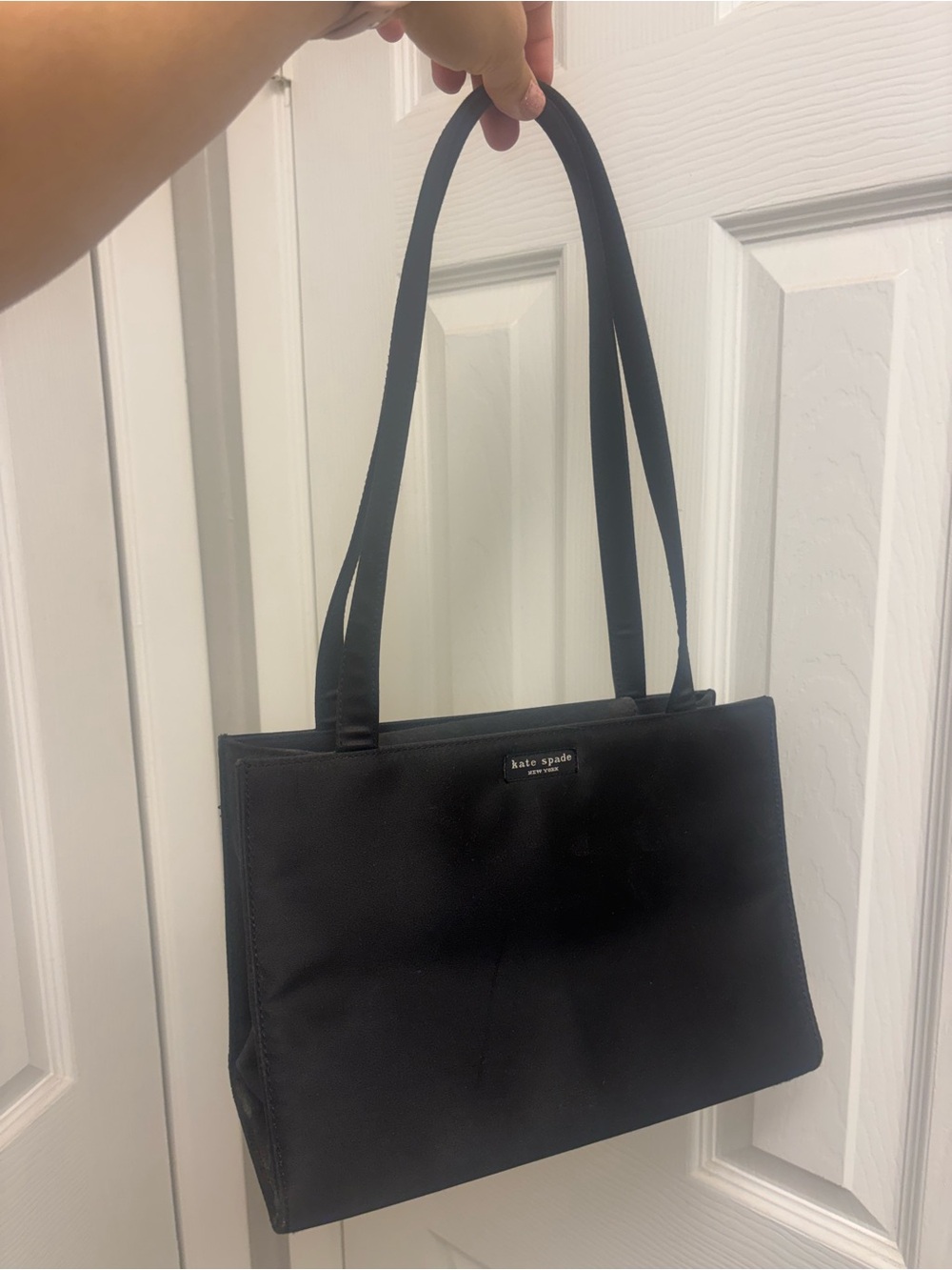 KATE SPADE Vintage Original 90's Black Nylon Sam Box Tote Shoulder Bag